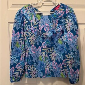 Lilly Pulitzer Blue and Pink Floral Blouse